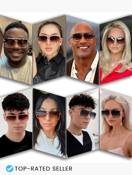 Oversized Square Sunglasses - Metal Frame Aviator Gradient Shades main image 7